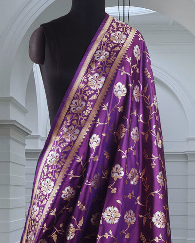 Jayanti Purple Jangla Katan Silk Saree