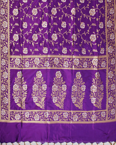 Jayanti Purple Jangla Katan Silk Saree