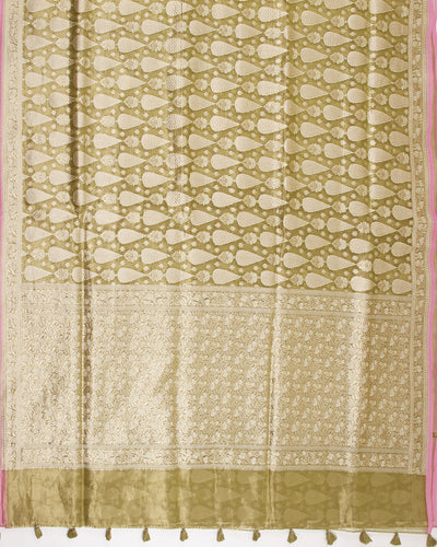 Kinnaur Apple Green Tissue Saree
