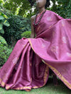 Valley of Roses Mauve Tussar silk Saree
