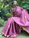 Valley of Roses Mauve Tussar silk Saree