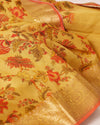 Royal Ascot Yellow Printed Tussar Silk Saree