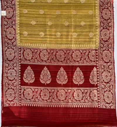 Jivantika Yellow & Red Tussar Silk Saree