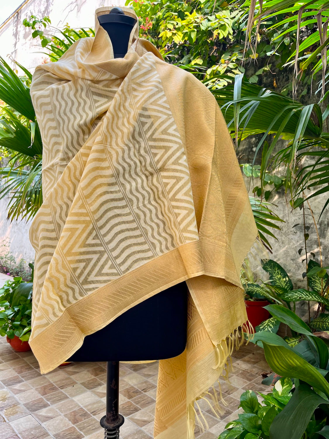 Yellow Banarasi Moonga Dupatta